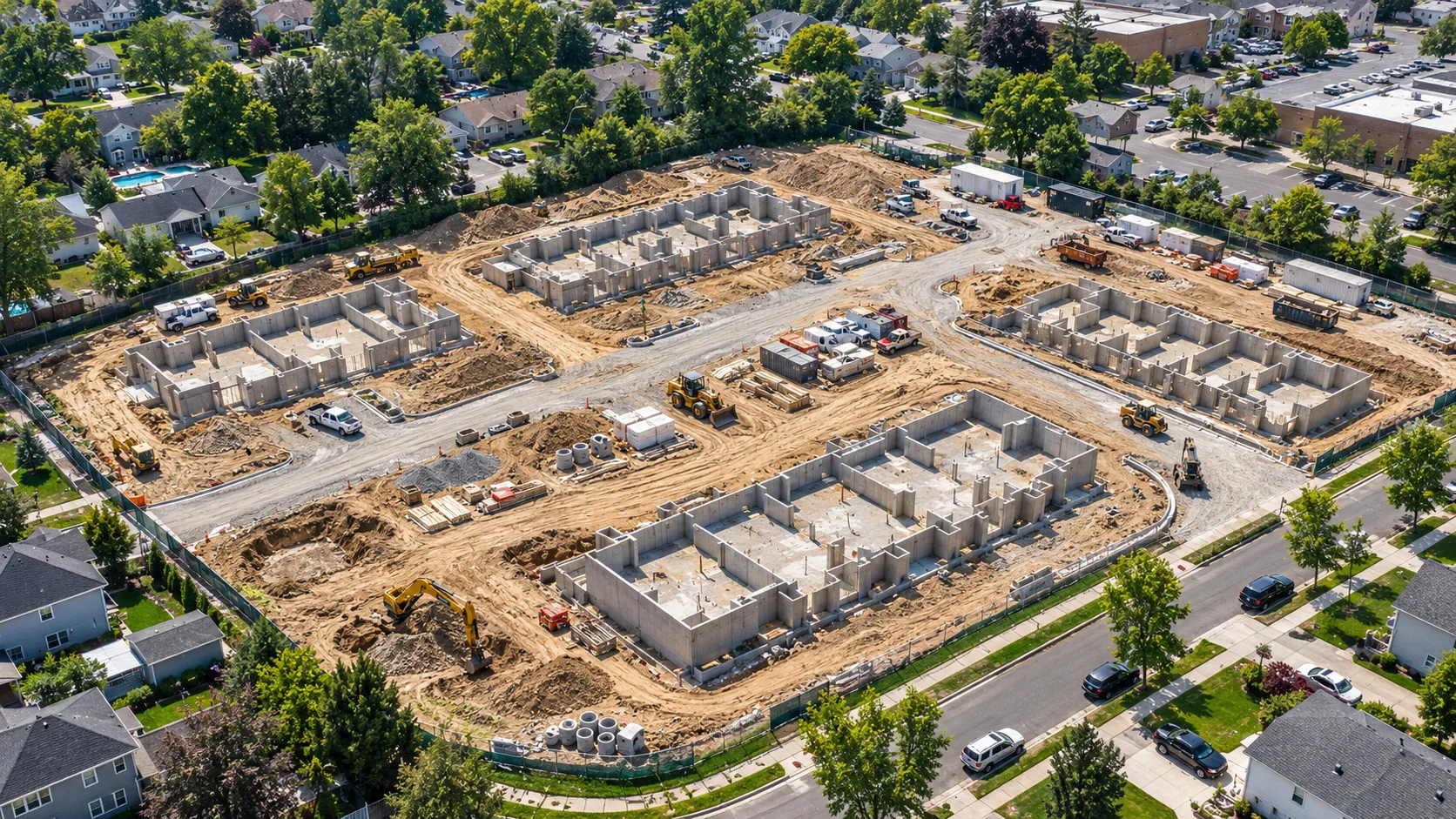 Illustrative townhouse construction phase: foundation